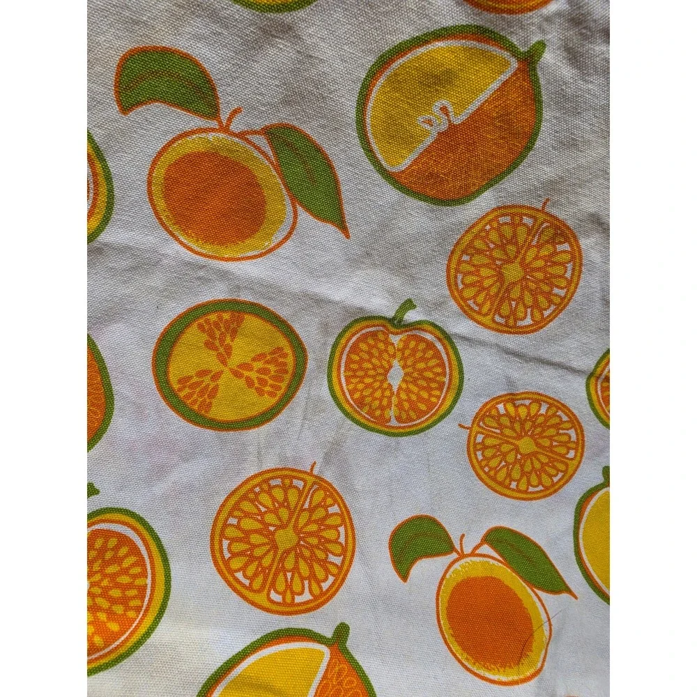 Crate & Barrel Citrus Slice Dish Towel Orange Yellow Fruit Print Cotton 20x30